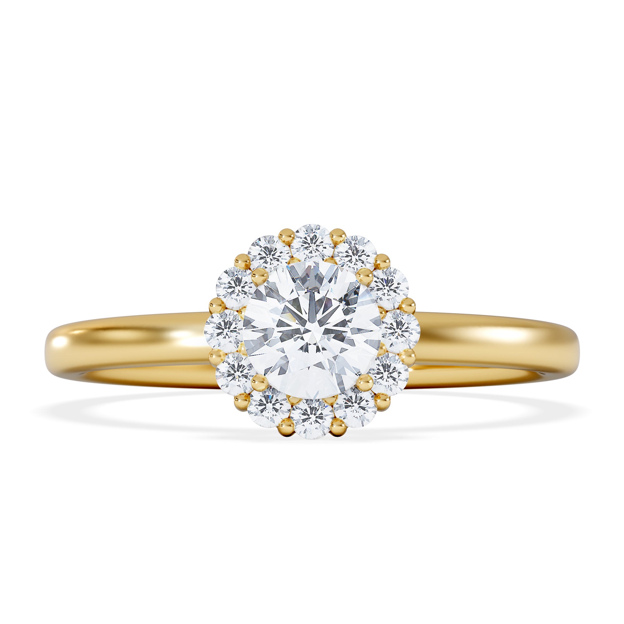 The Fleur Halo 0.50ct Round Cut Lab Diamond Ring in 18K Gold Vermeil